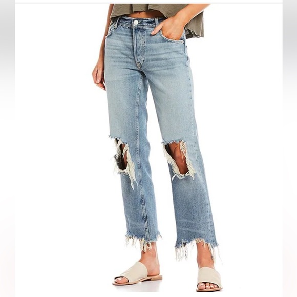 Free People Distressed Frayed Size 24 Jeans - Picture 2 of 4